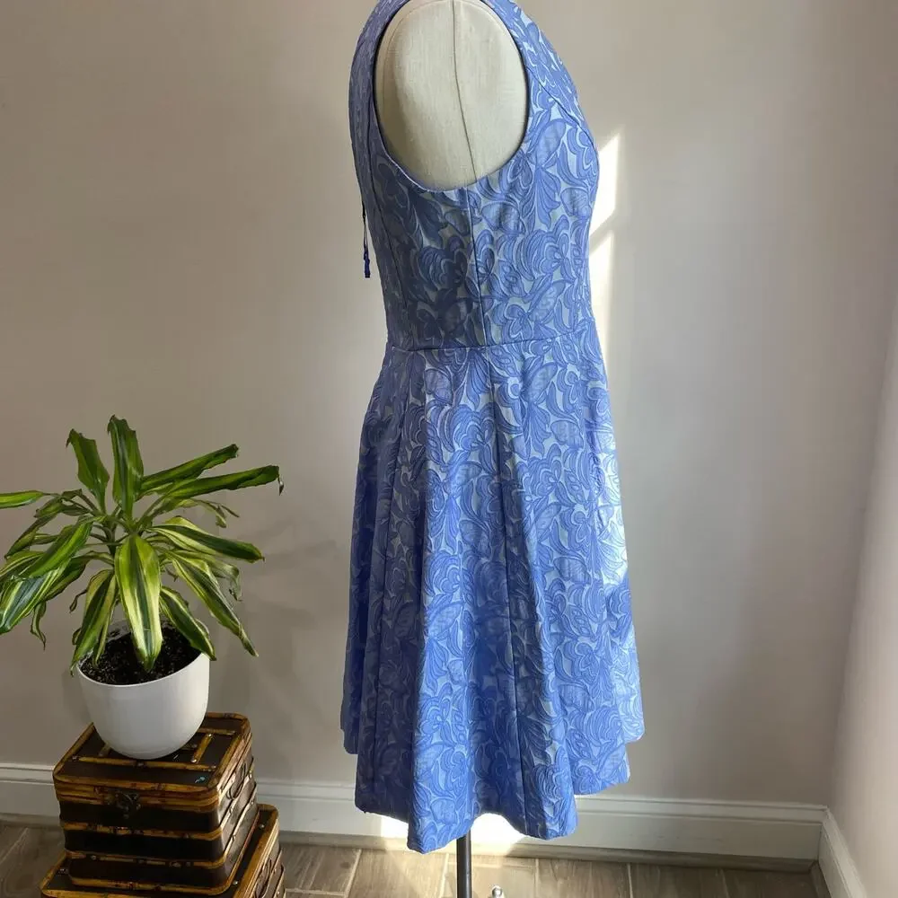 Anthropologie Maeve Claribel Jacquard Midi Dress in Periwinkle Size 8 - Picture 3 of 9